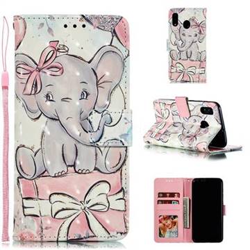 Bow Elephant 3D Painted Leather Phone Wallet Case for Samsung Galaxy A20