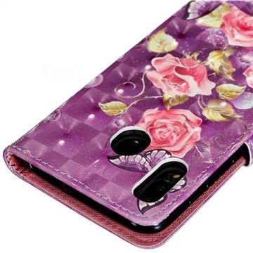 Purple Butterfly Flower 3d Painted Leather Phone Wallet