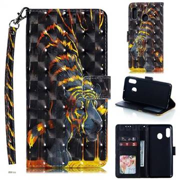 Tiger Totem 3D Painted Leather Phone Wallet Case for Samsung Galaxy A20