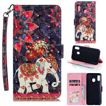 Phoenix Elephant 3D Painted Leather Phone Wallet Case for Samsung Galaxy A20