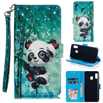 Cute Panda 3D Painted Leather Phone Wallet Case for Samsung Galaxy A20