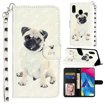 Pug Dog 3D Leather Phone Holster Wallet Case for Samsung Galaxy A20