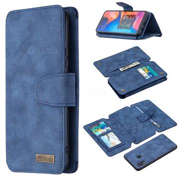 Binfen Color BF07 Frosted Zipper Bag Multifunction Leather Phone Wallet for Samsung Galaxy A20 - Blue