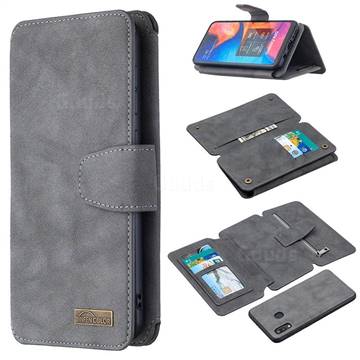 Binfen Color BF07 Frosted Zipper Bag Multifunction Leather Phone Wallet for Samsung Galaxy A20 - Gray