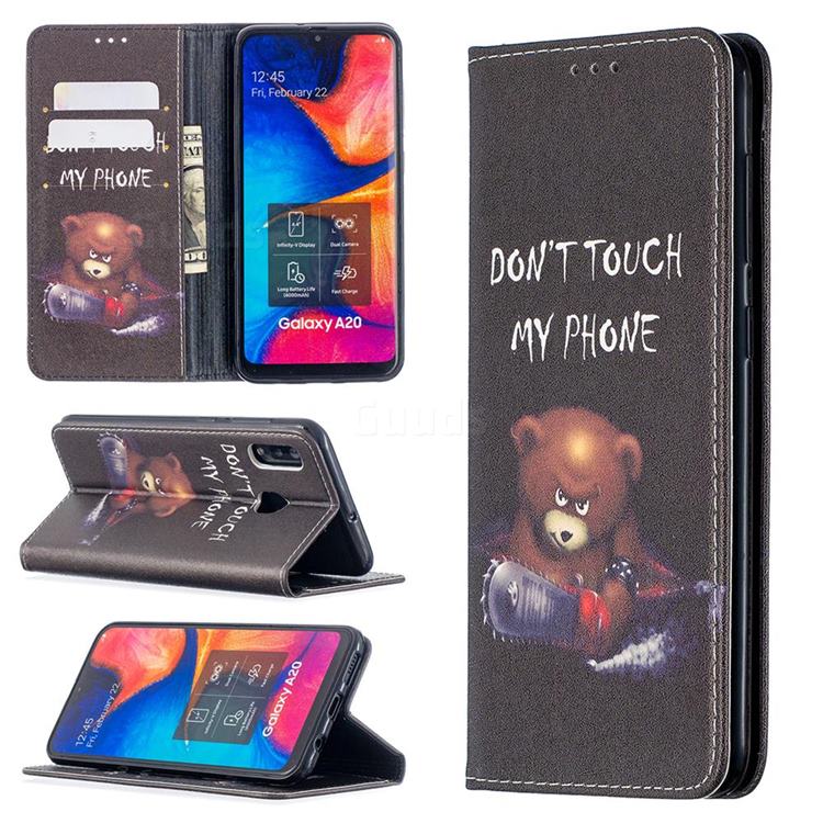 Chainsaw Bear Slim Magnetic Attraction Wallet Flip Cover for Samsung Galaxy A20