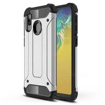 King Kong Armor Premium Shockproof Dual Layer Rugged Hard Cover for Samsung Galaxy A20e - White