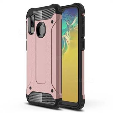 King Kong Armor Premium Shockproof Dual Layer Rugged Hard Cover for Samsung Galaxy A20e - Rose Gold
