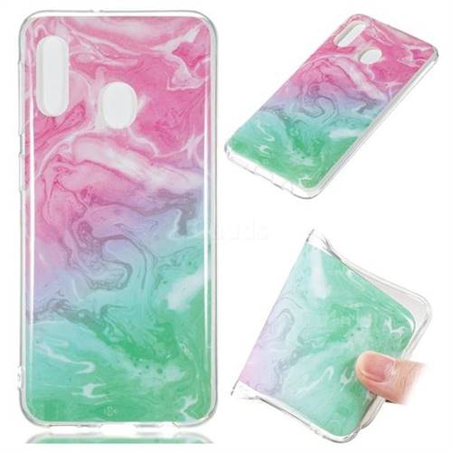 Pink Green Soft TPU Marble Pattern Case for Samsung Galaxy A20e