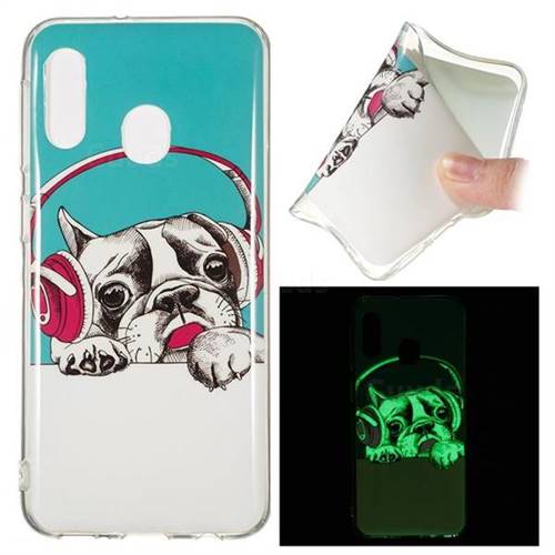 Headphone Puppy Noctilucent Soft TPU Back Cover for Samsung Galaxy A20e