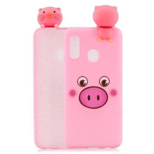 Small Pink Pig Soft 3D Climbing Doll Soft Case for Samsung Galaxy A20e