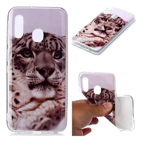 White Leopard Soft TPU Cell Phone Back Cover for Samsung Galaxy A20e