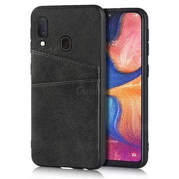 Simple Calf Card Slots Mobile Phone Back Cover for Samsung Galaxy A20e - Black