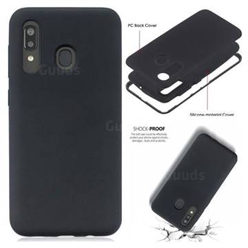 Matte PC + Silicone Shockproof Phone Back Cover Case for Samsung Galaxy A20e - Black