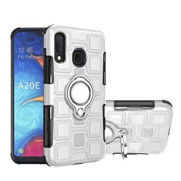 Ice Cube Shockproof PC + Silicon Invisible Ring Holder Phone Case for Samsung Galaxy A20e - Silver