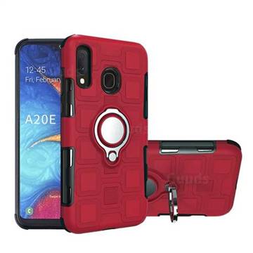 Ice Cube Shockproof PC + Silicon Invisible Ring Holder Phone Case for Samsung Galaxy A20e - Red
