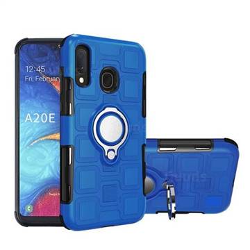 Ice Cube Shockproof PC + Silicon Invisible Ring Holder Phone Case for Samsung Galaxy A20e - Dark Blue