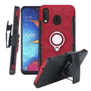 3 in 1 PC + Silicone Leather Phone Case for Samsung Galaxy A20e - Red