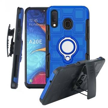 3 in 1 PC + Silicone Leather Phone Case for Samsung Galaxy A20e - Dark Blue