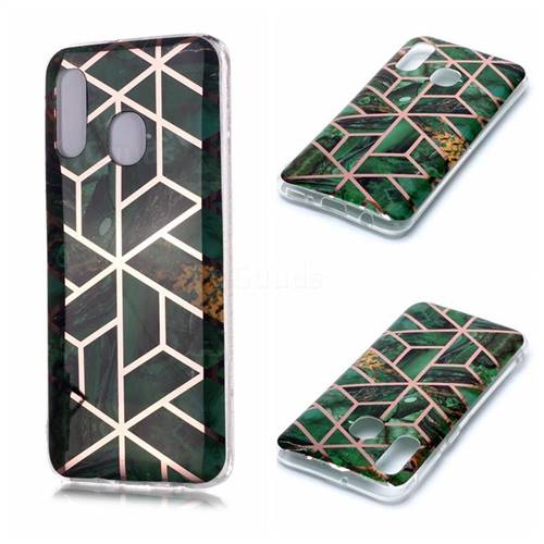 Green Rhombus Galvanized Rose Gold Marble Phone Back Cover for Samsung Galaxy A20e