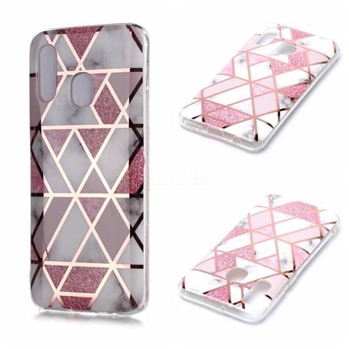 Pink Rhombus Galvanized Rose Gold Marble Phone Back Cover for Samsung Galaxy A20e