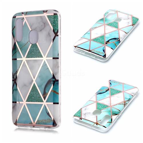 Green White Galvanized Rose Gold Marble Phone Back Cover for Samsung Galaxy A20e