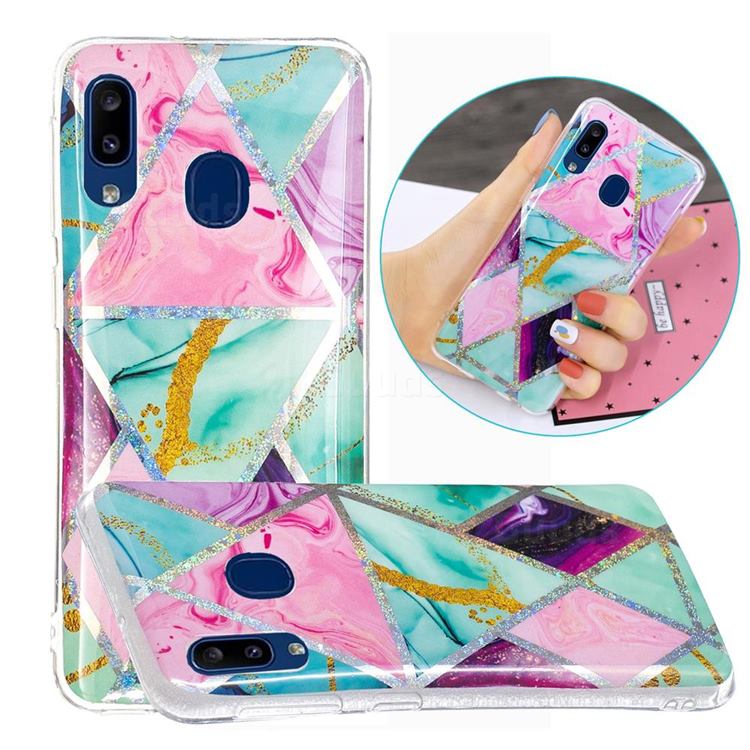 Triangular Marble Painted Galvanized Electroplating Soft Phone Case Cover for Samsung Galaxy A20e