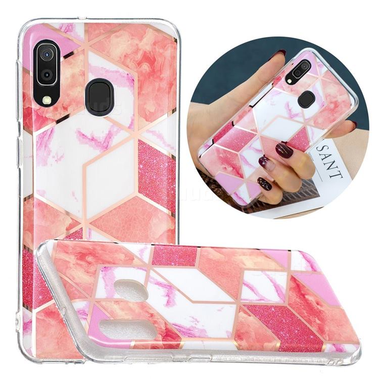 Cherry Glitter Painted Marble Electroplating Protective Case for Samsung Galaxy A20e