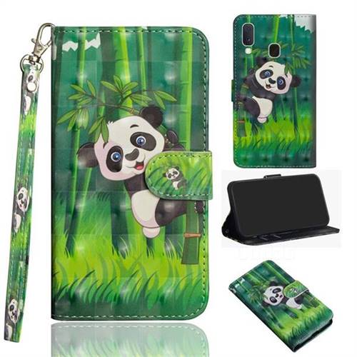 Climbing Bamboo Panda 3D Painted Leather Wallet Case for Samsung Galaxy A20e