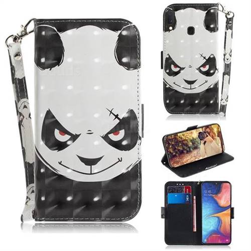 Angry Bear 3D Painted Leather Wallet Phone Case for Samsung Galaxy A20e