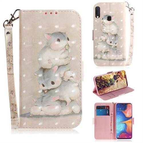 Three Squirrels 3D Painted Leather Wallet Phone Case for Samsung Galaxy A20e