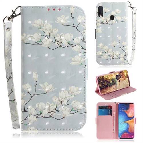 Magnolia Flower 3D Painted Leather Wallet Phone Case for Samsung Galaxy A20e