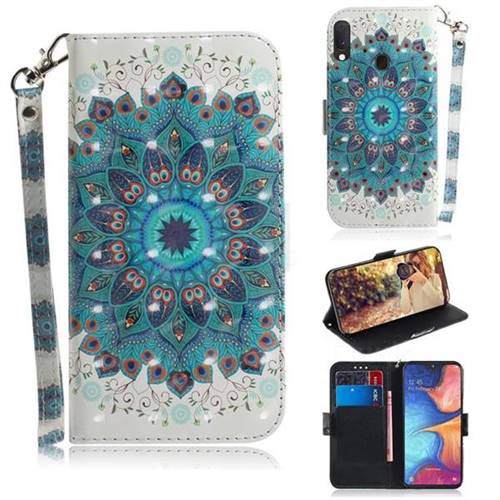 Peacock Mandala 3D Painted Leather Wallet Phone Case for Samsung Galaxy A20e