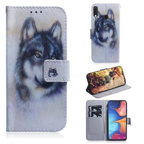 Snow Wolf PU Leather Wallet Case for Samsung Galaxy A20e