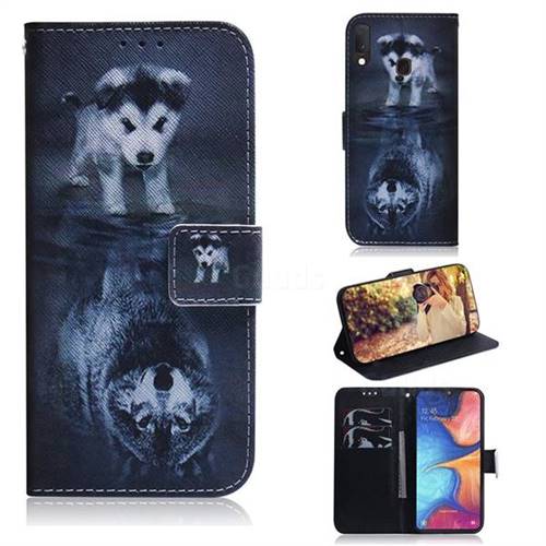 Wolf and Dog PU Leather Wallet Case for Samsung Galaxy A20e