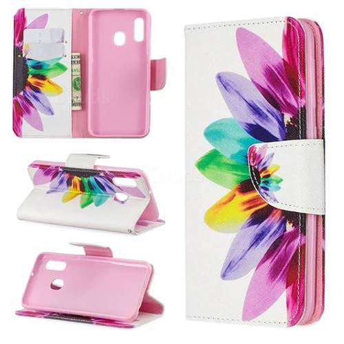 Seven-color Flowers Leather Wallet Case for Samsung Galaxy A20e