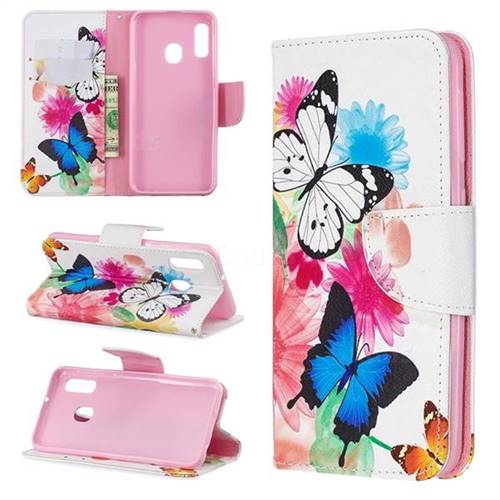 Vivid Flying Butterflies Leather Wallet Case for Samsung Galaxy A20e