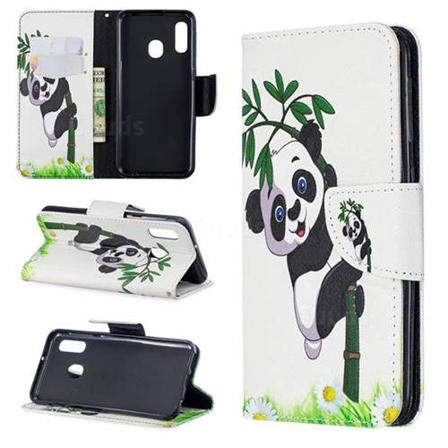Bamboo Panda Leather Wallet Case for Samsung Galaxy A20e