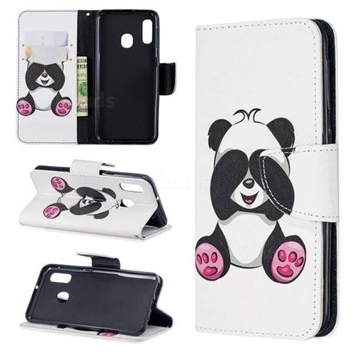 Lovely Panda Leather Wallet Case for Samsung Galaxy A20e