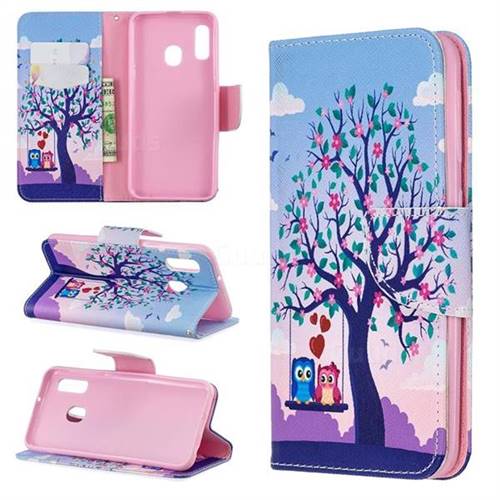 Tree and Owls Leather Wallet Case for Samsung Galaxy A20e