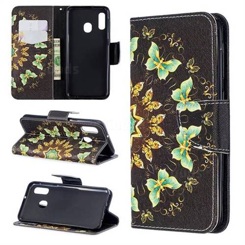 Circle Butterflies Leather Wallet Case for Samsung Galaxy A20e