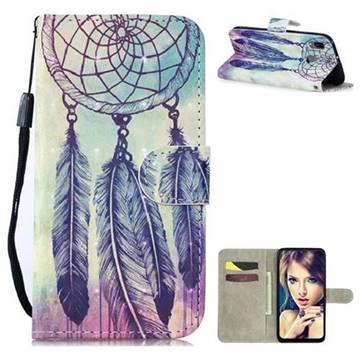 Feather Wind Chimes 3D Painted Leather Wallet Phone Case for Samsung Galaxy A20e