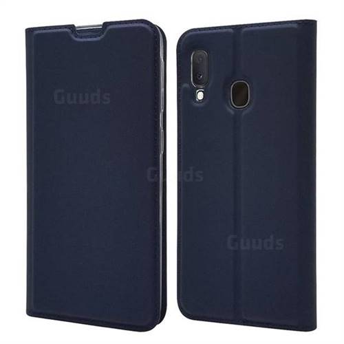 Ultra Slim Card Magnetic Automatic Suction Leather Wallet Case for Samsung Galaxy A20e - Royal Blue