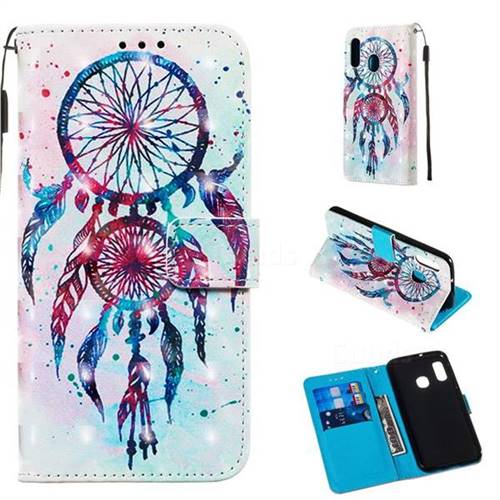 ColorDrops Wind Chimes 3D Painted Leather Wallet Case for Samsung Galaxy A20e