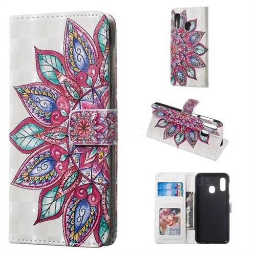Mandara Flower 3D Painted Leather Phone Wallet Case for Samsung Galaxy A20e
