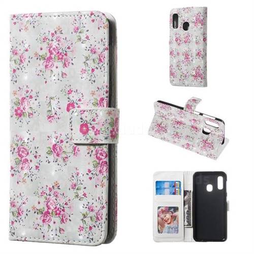 Roses Flower 3D Painted Leather Phone Wallet Case for Samsung Galaxy A20e