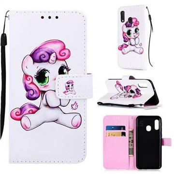 Playful Pony Matte Leather Wallet Phone Case for Samsung Galaxy A20e