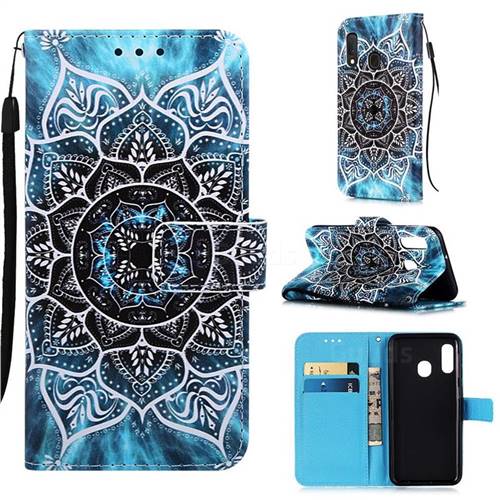 Underwater Mandala Matte Leather Wallet Phone Case for Samsung Galaxy A20e