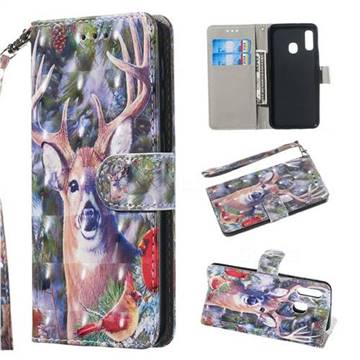 Elk Deer 3D Painted Leather Wallet Phone Case for Samsung Galaxy A20e