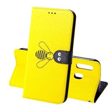 Silk Texture Bee Pattern Leather Phone Case for Samsung Galaxy A20e - Yellow