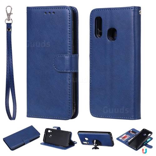 Retro Greek Detachable Magnetic PU Leather Wallet Phone Case for Samsung Galaxy A20e - Blue